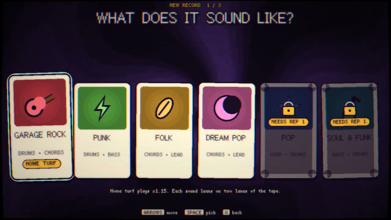 Choosing a genre from cards